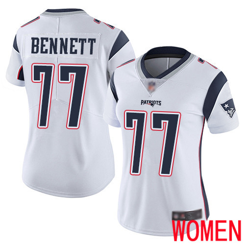 New England Patriots Football #77 Vapor Limited White Women Michael Bennett Road NFL Jersey
